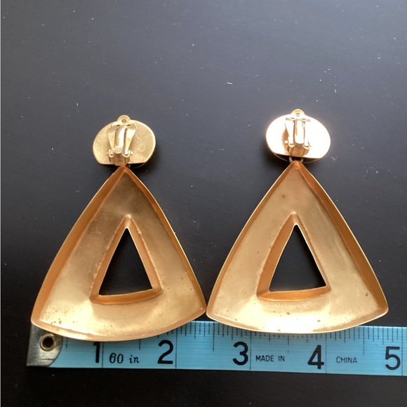 VINTAGE 1988 STEVE VAUBEL COUTURE GOLD VERMEIL CLIP-ON EARRINGS - Picture 6 of 7